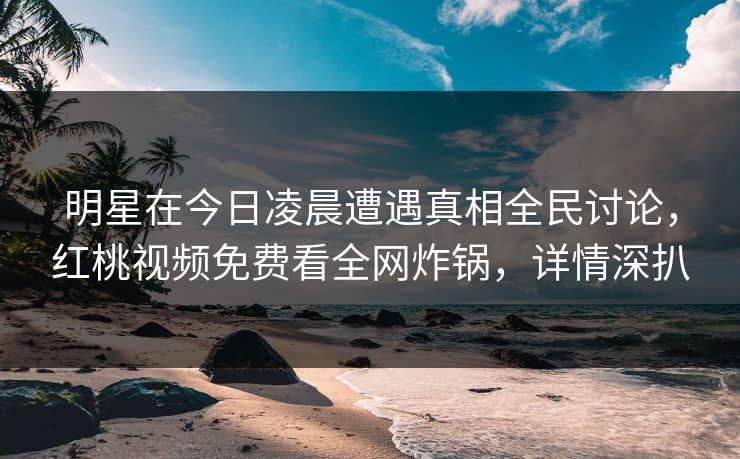 明星在今日凌晨遭遇真相全民讨论，红桃视频免费看全网炸锅，详情深扒
