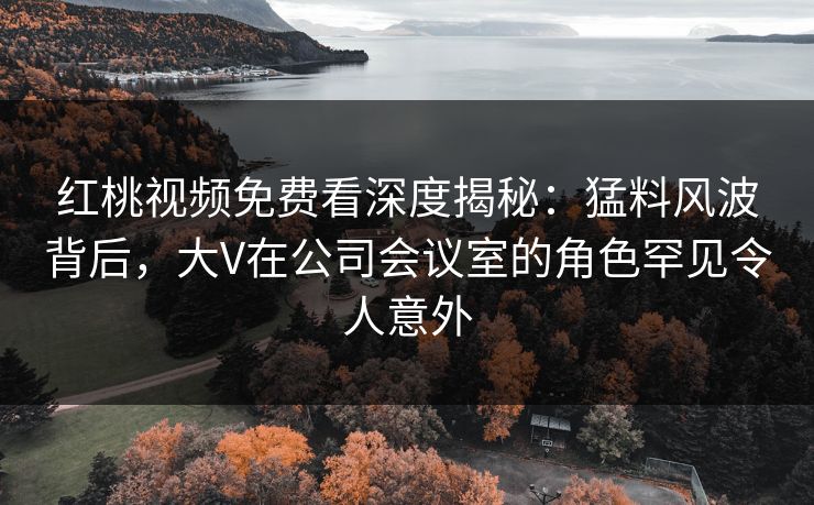 红桃视频免费看深度揭秘：猛料风波背后，大V在公司会议室的角色罕见令人意外