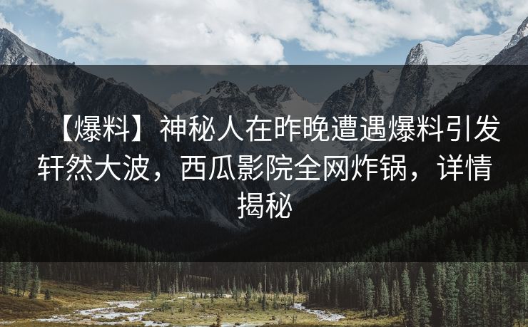 【爆料】神秘人在昨晚遭遇爆料引发轩然大波，西瓜影院全网炸锅，详情揭秘
