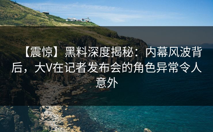 【震惊】黑料深度揭秘：内幕风波背后，大V在记者发布会的角色异常令人意外